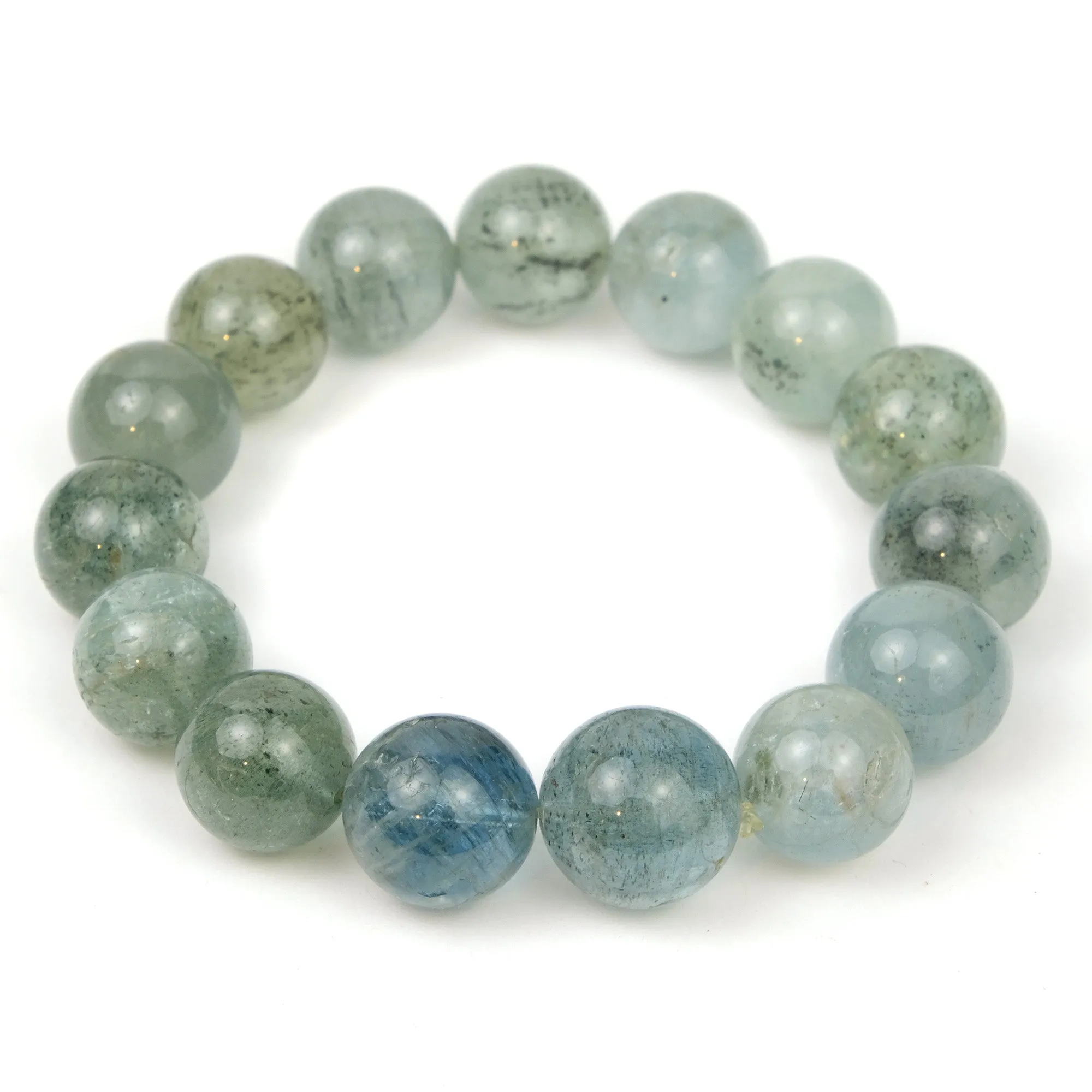 Aquamarine 14mm Stretch Bracelet on Elastic Cord