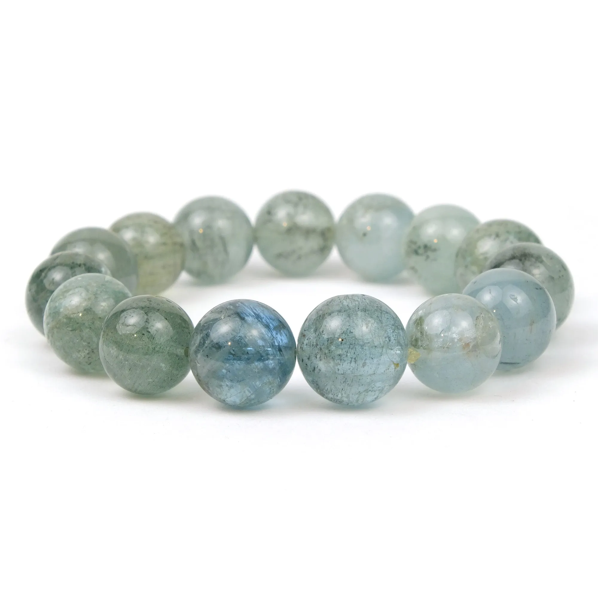 Aquamarine 14mm Stretch Bracelet on Elastic Cord