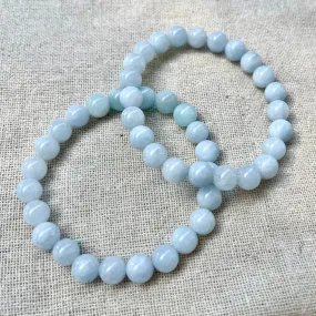 Aquamarine 8mm Beaded Bracelet - Calm