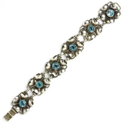 Aquamarine & Sterling Flower Bracelet by Hobé