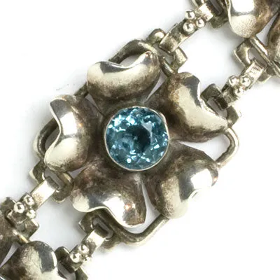 Aquamarine & Sterling Flower Bracelet by Hobé