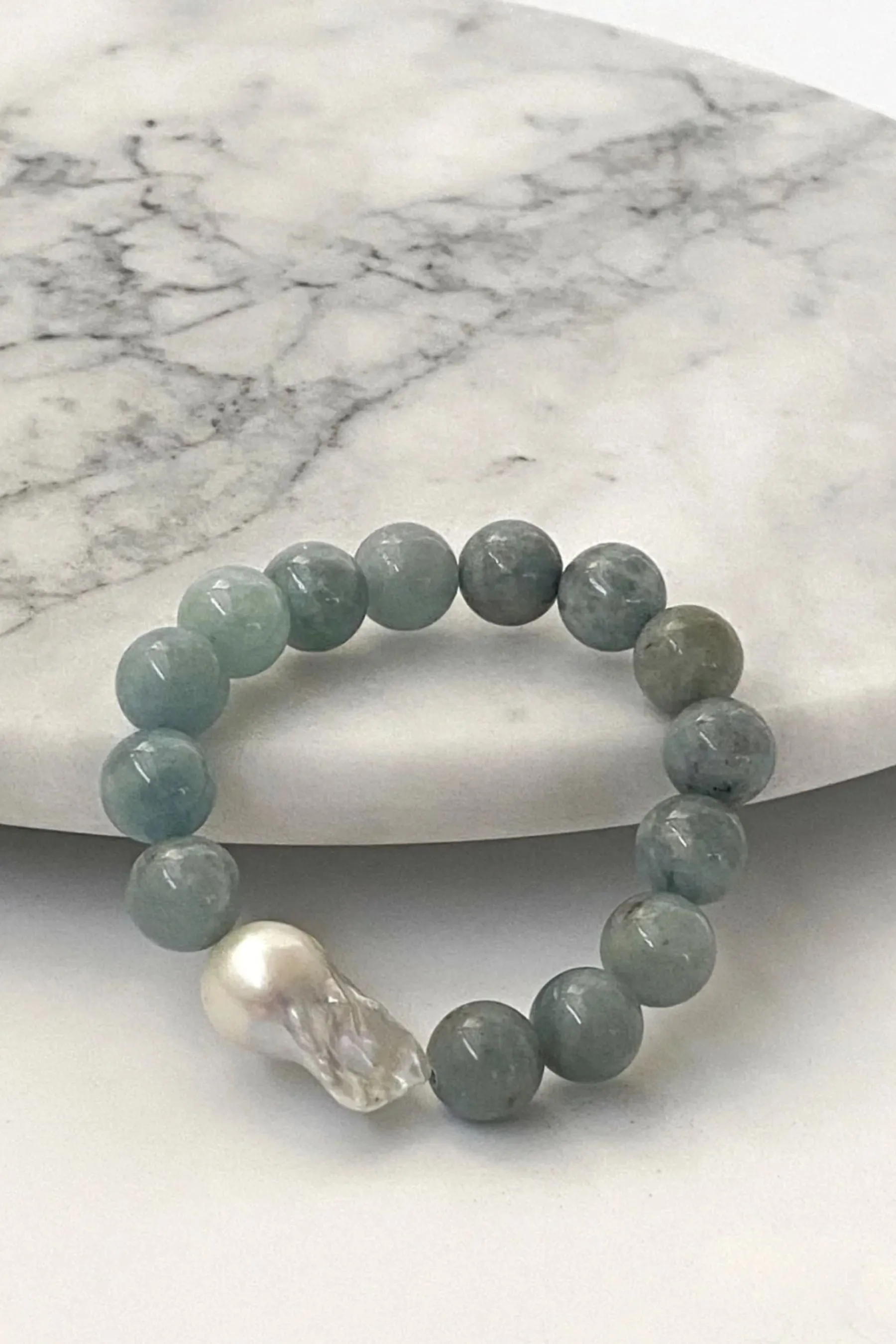 Aquamarine  Baroque Pearl Bracelet