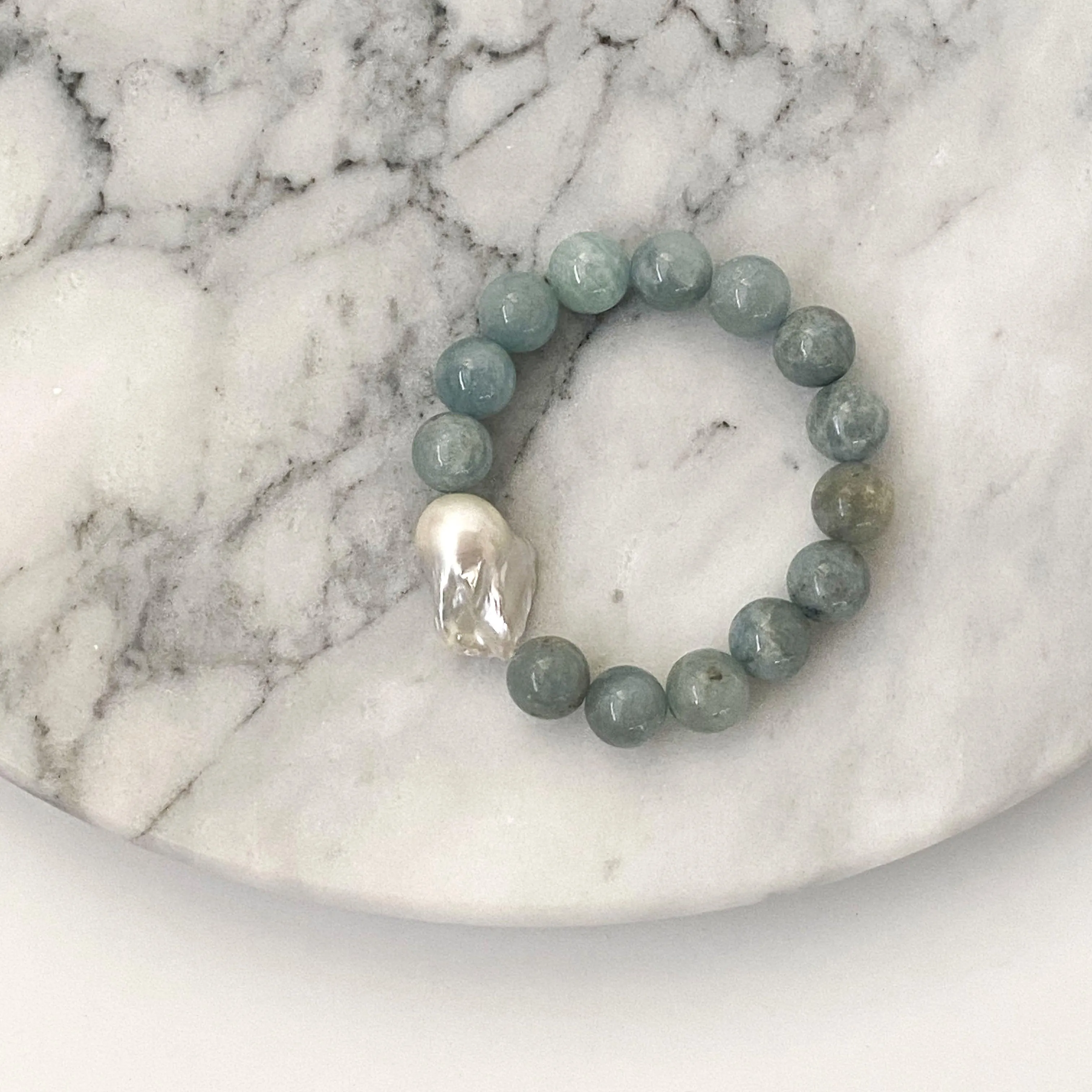 Aquamarine  Baroque Pearl Bracelet