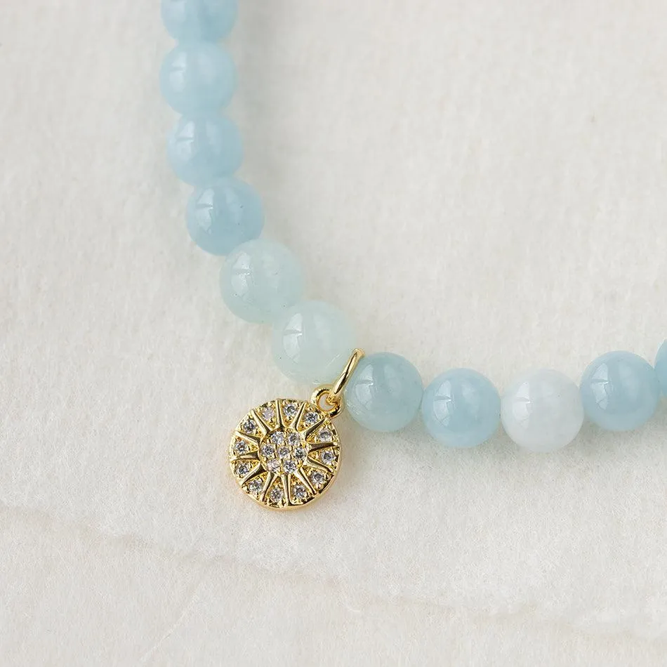 Aquamarine Bracelet with Celestial Charm