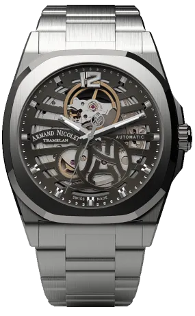 Armand Nicolet Men's Watch J09 Skeleton 41mm Grey A660RAA-GR-MA4660AA