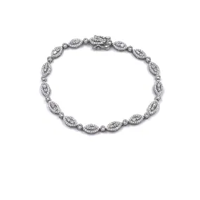 Ashley Gold Sterling Silver Oval CZ Design Tennis Bracelet