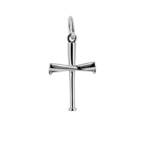 Baseball Bat Cross Bracelet Charm | Sterling Silver