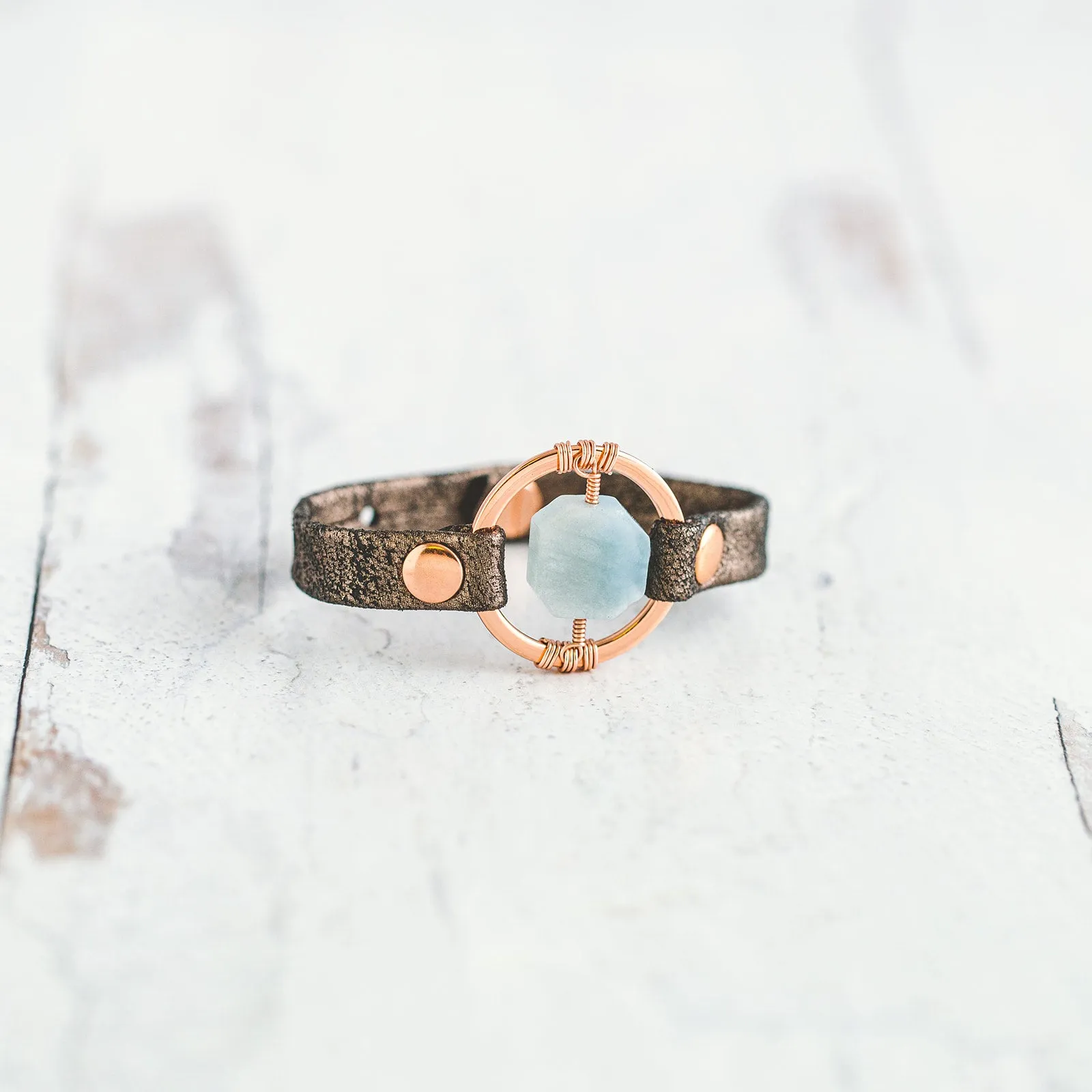 Be the Light Bracelet - Rose Gold - Aquamarine