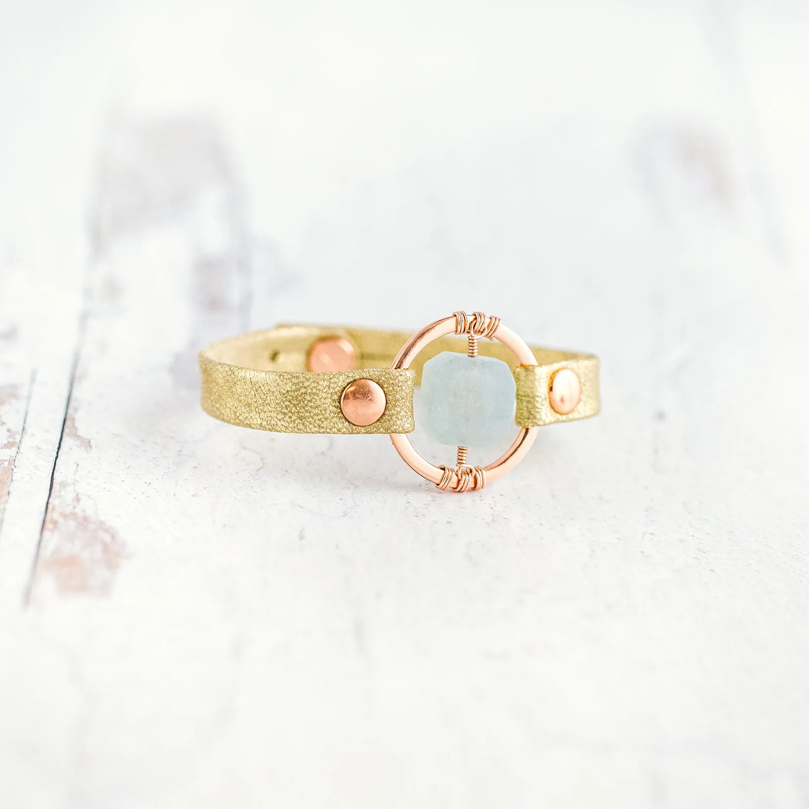 Be the Light Bracelet - Rose Gold - Aquamarine