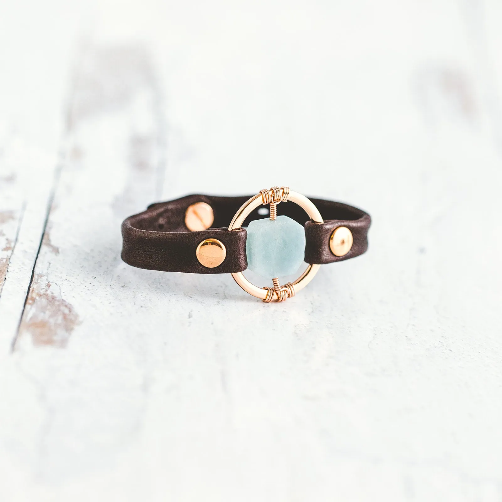 Be the Light Bracelet - Rose Gold - Aquamarine