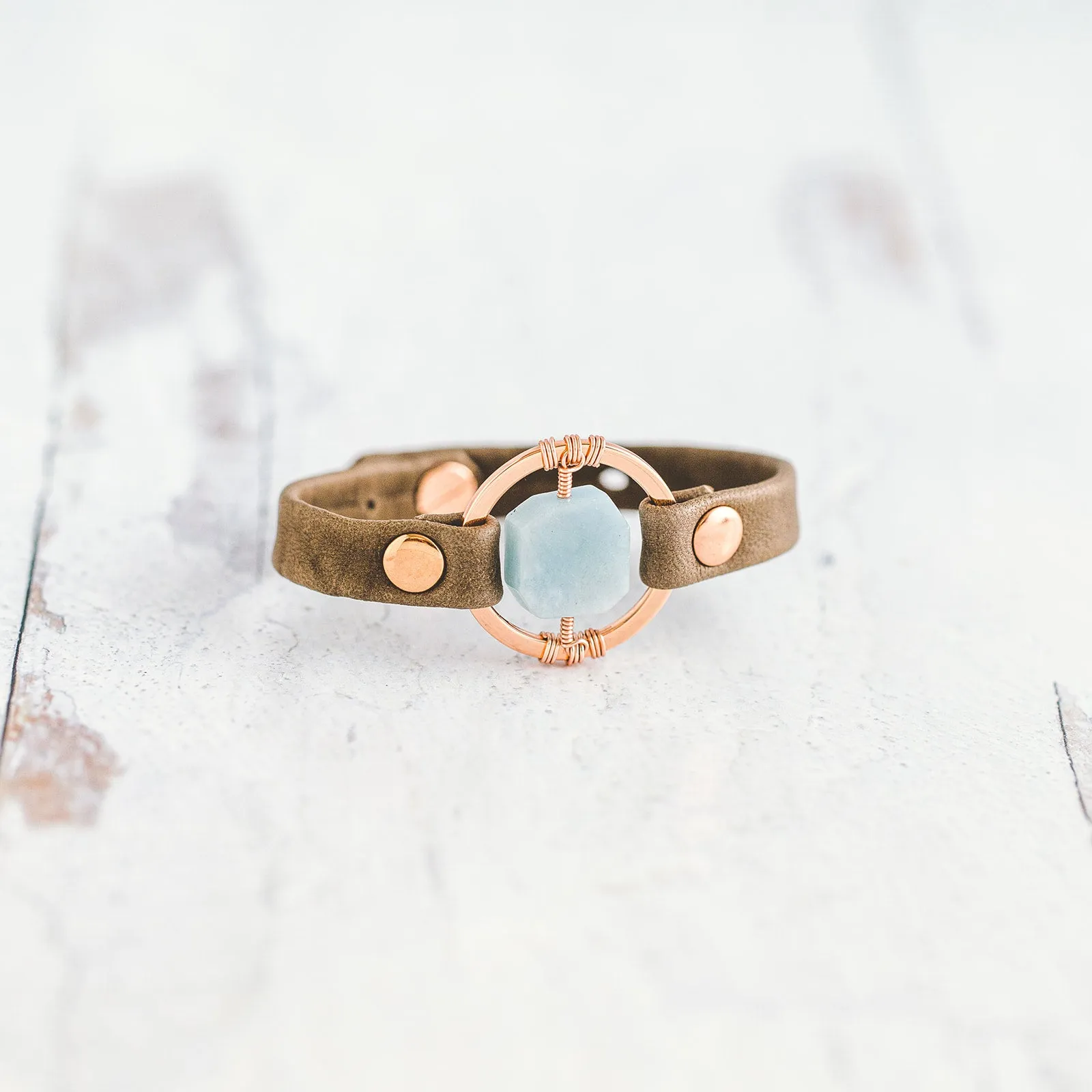 Be the Light Bracelet - Rose Gold - Aquamarine