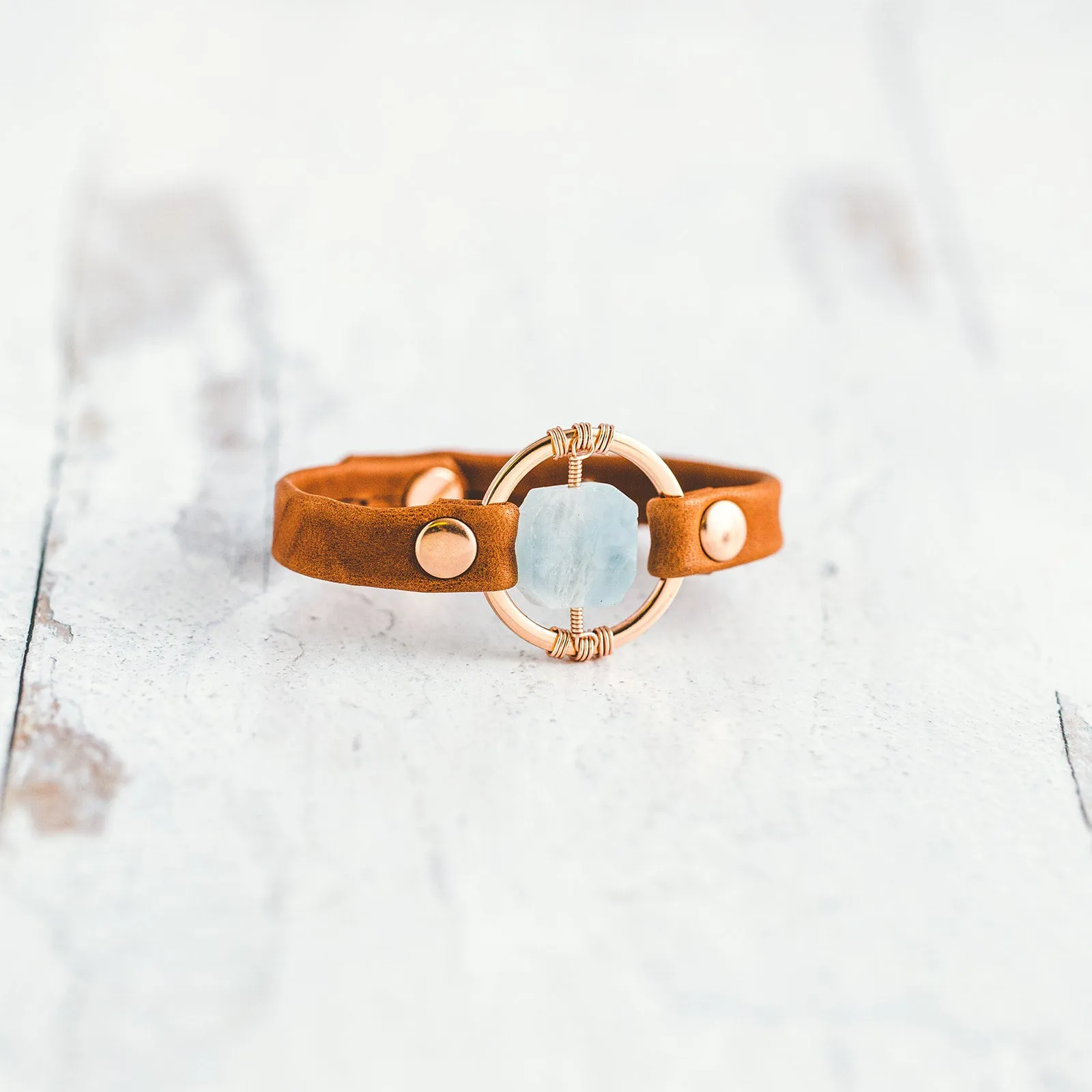 Be the Light Bracelet - Rose Gold - Aquamarine