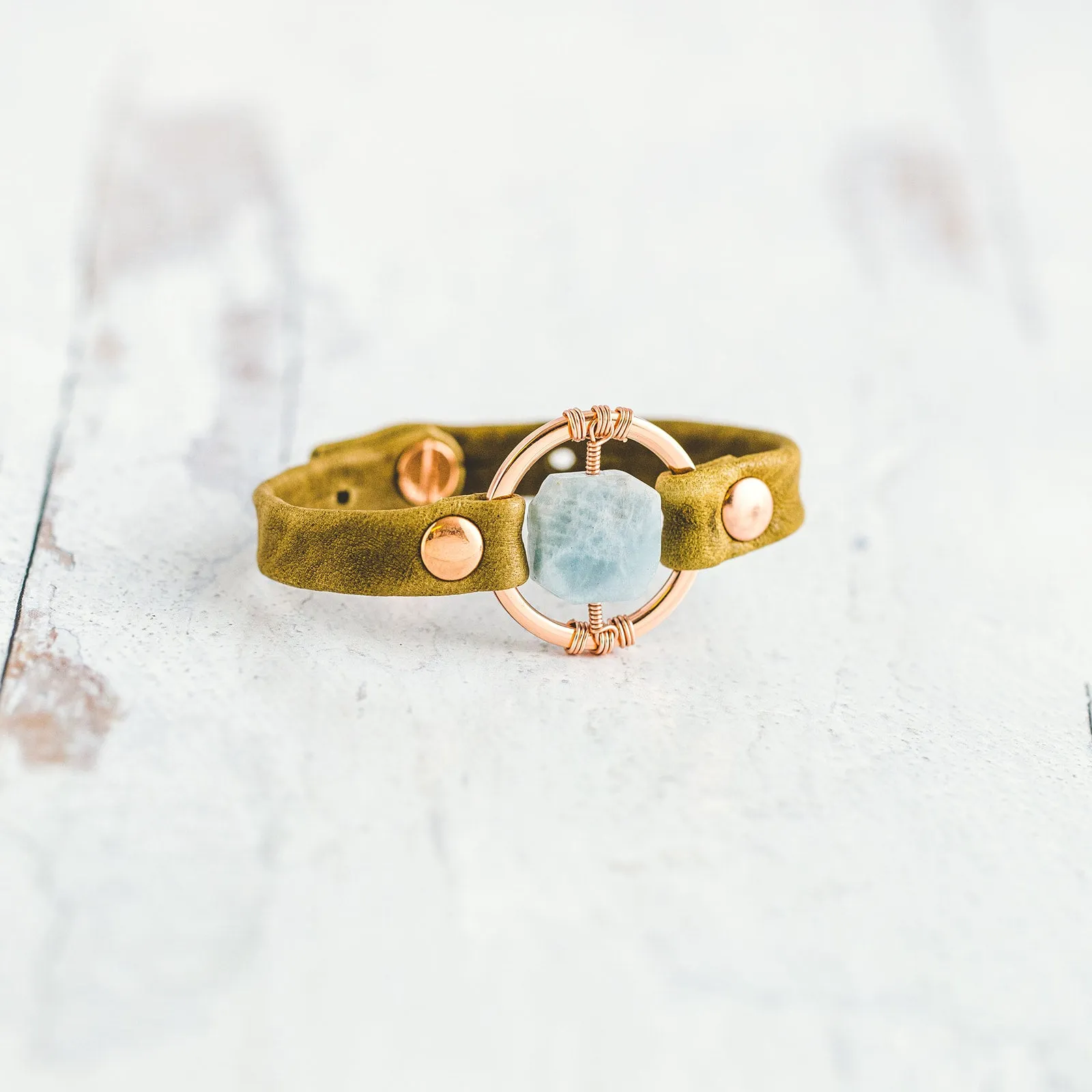 Be the Light Bracelet - Rose Gold - Aquamarine