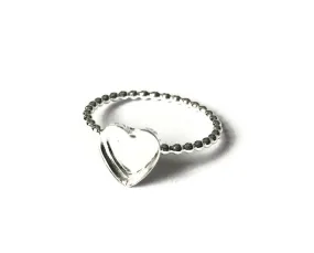 Beaded Band Heart Bezel Blank Ring | Sterling Silver Ring Blank 8mm,12mm, 16mm