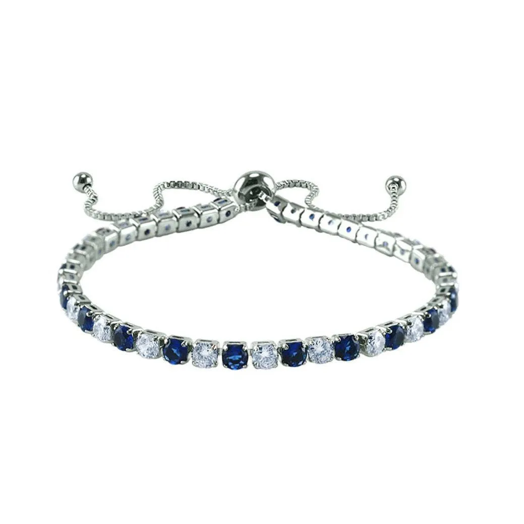 Beth Sapphire CZ Silver Tennis Bolo Bracelet | 10ct