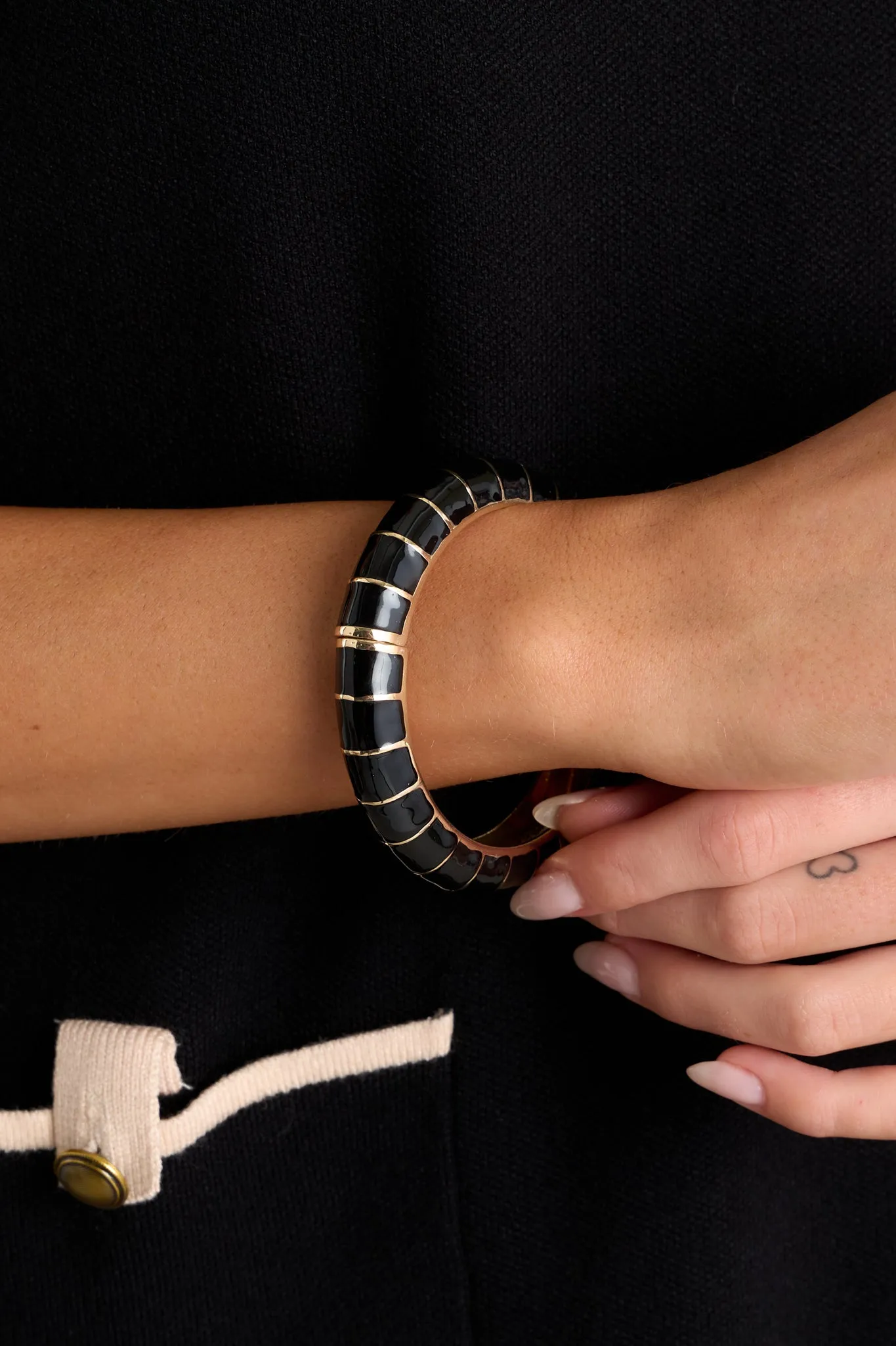 Better Miss Me Black & Gold Hinged Bracelet