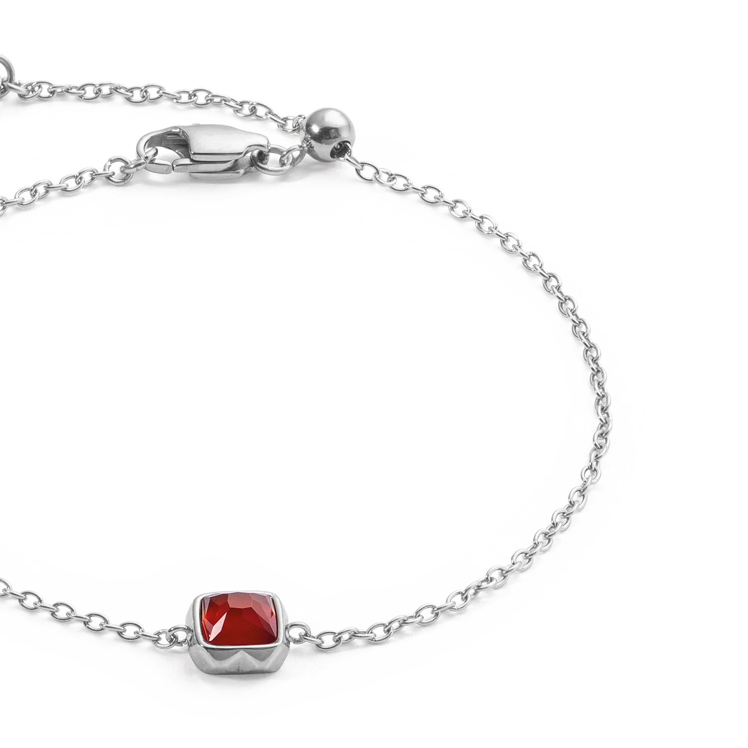 Birthstone January Bracelet Red Agate Silver