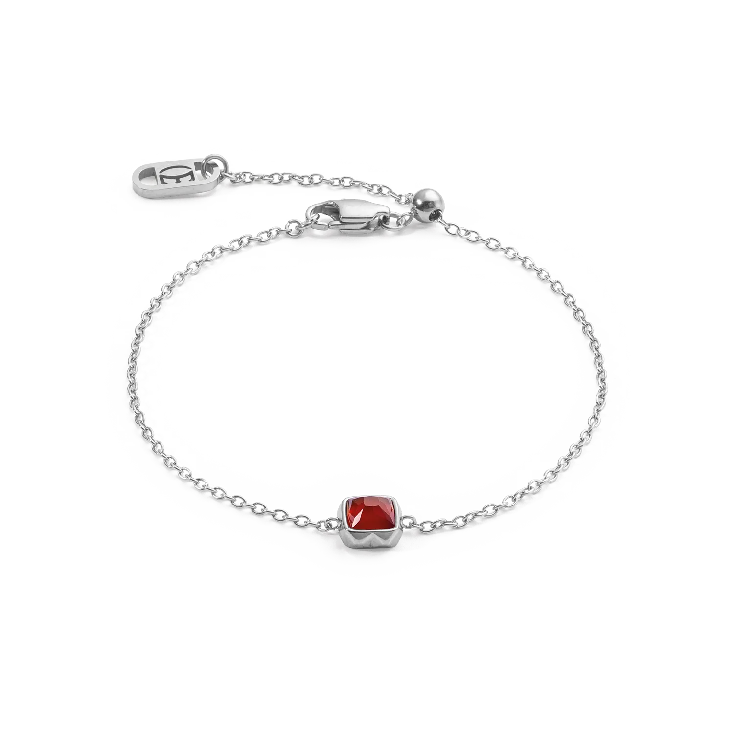 Birthstone January Bracelet Red Agate Silver