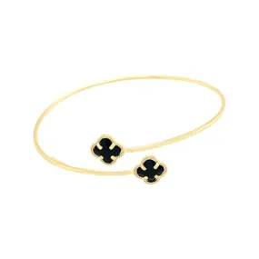 Black Clover Bangle in 9ct Yellow Gold Silver Infused