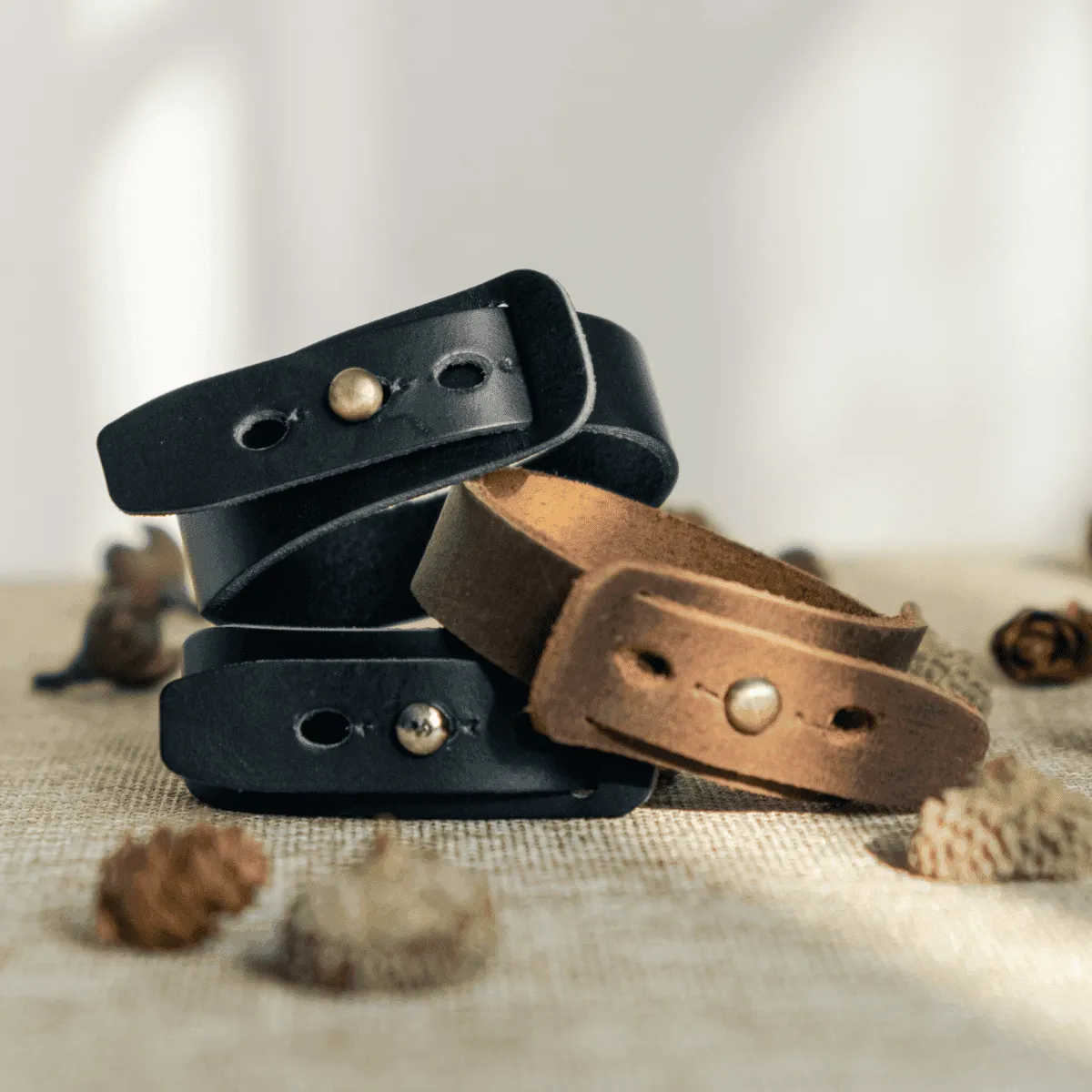 Blaire - Light Brown Leather Bracelet (Unisex)