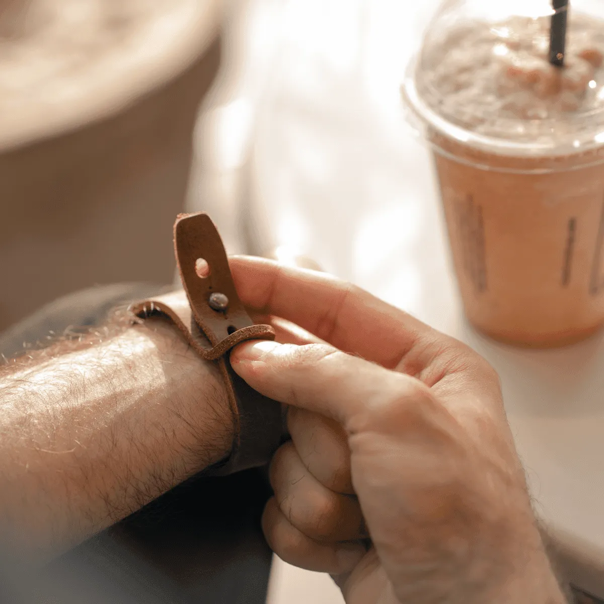 Blaire - Light Brown Leather Bracelet (Unisex)