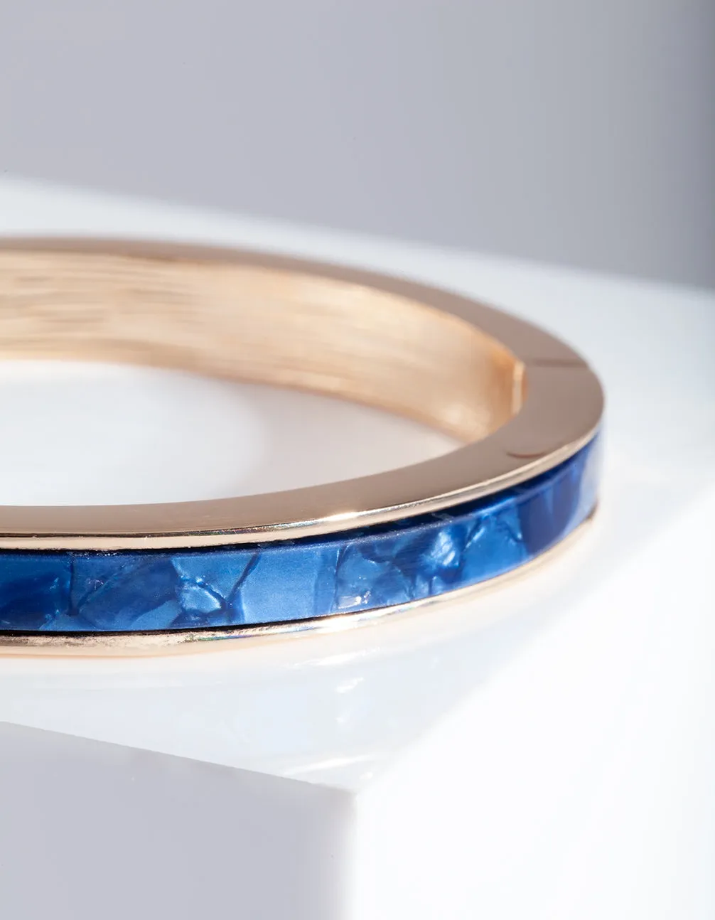 Blue Acrylic Gold Bangle