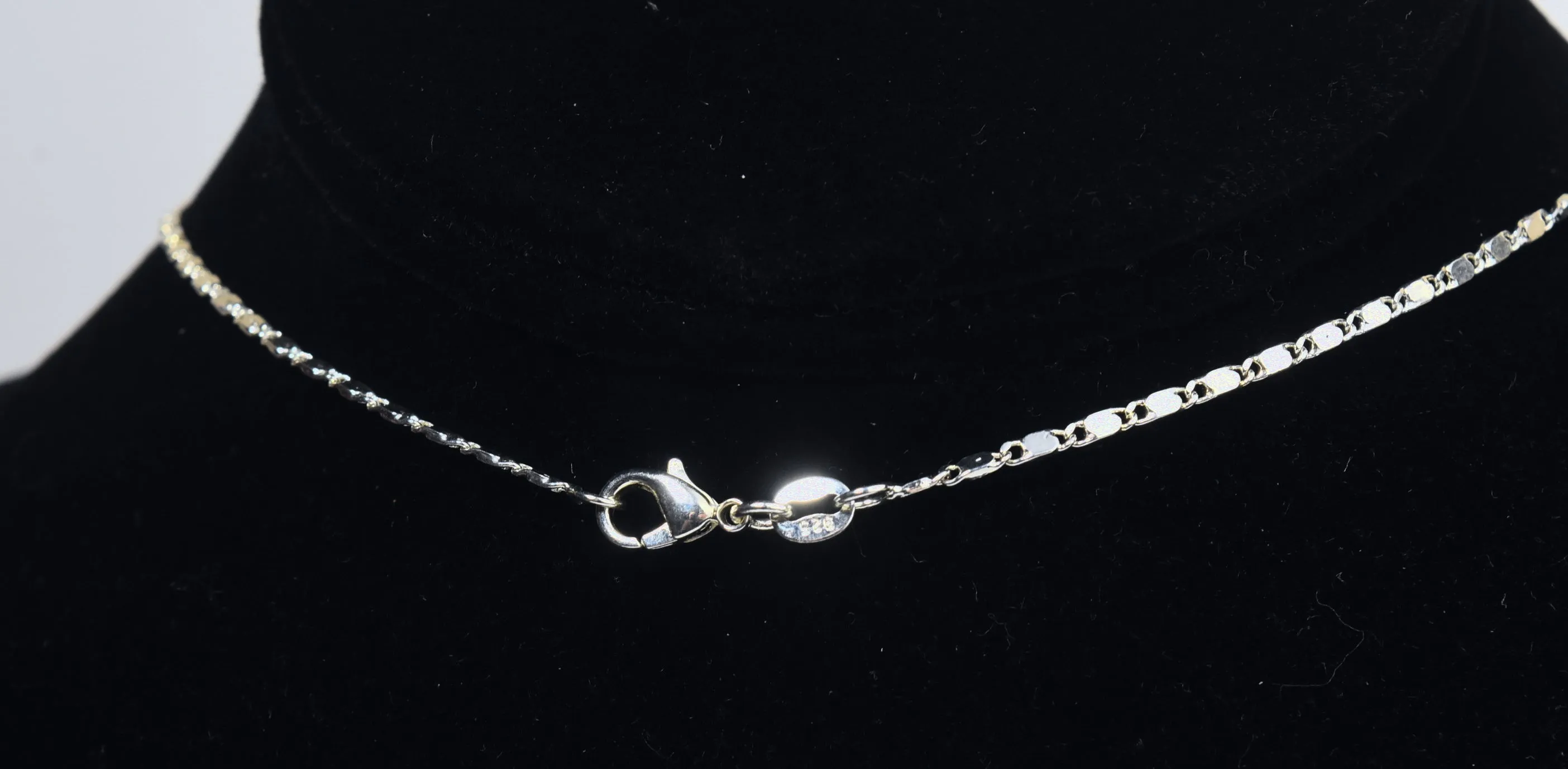 Blue Flash Moonstone and Peridot Sterling Silver Pendant on Sterling Silver Chain Necklace