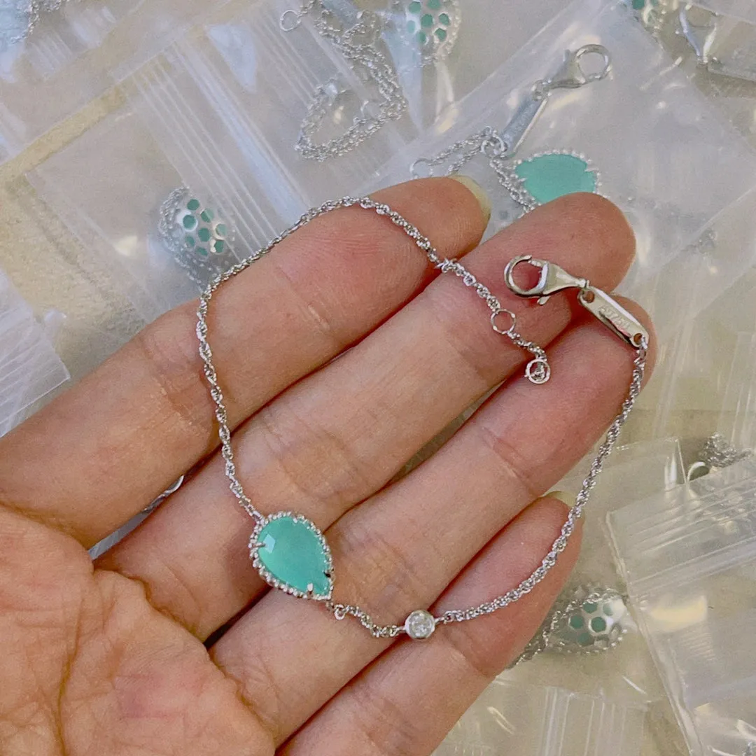 BOHEME AQUAMARINE SILVER CHAIN BRACELET