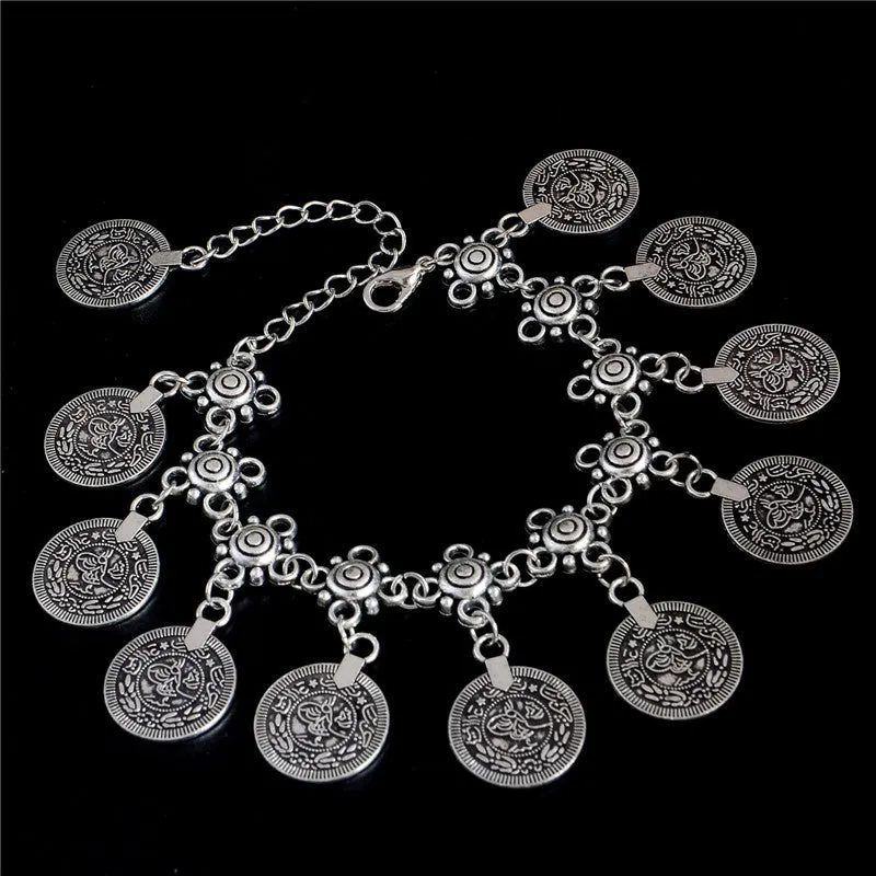 Bohemian Vintage Chunky maxi Statement Necklaces for Women Exaggerated Silver Coin Choker Necklaces & Pendants