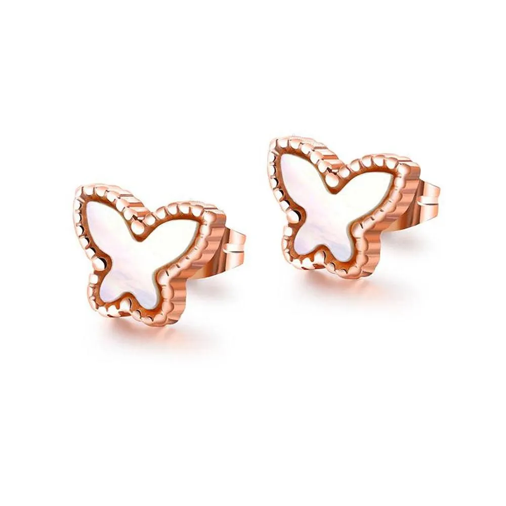 Boxed 18ct Rose Gold Charm Bracelet and Butterfly Earrings Set