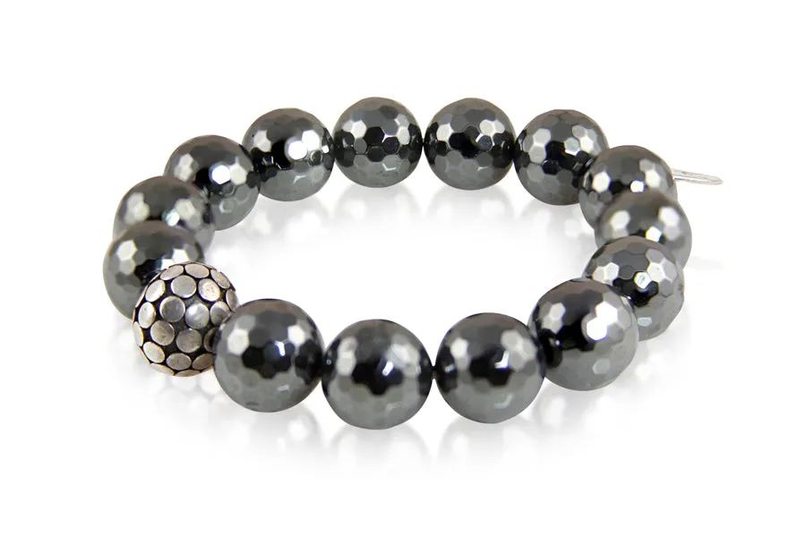 Bracelet - Beaded Hematite & Silver Signature Collection