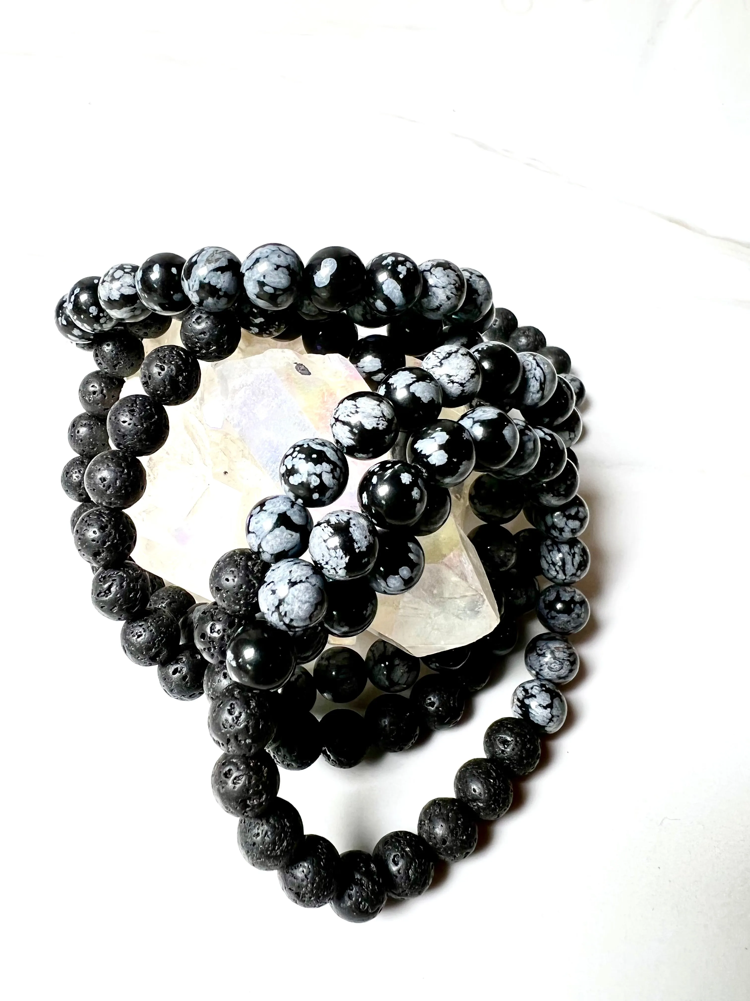 Bracelet Snow Flake Obsidian, Stone of Grounding