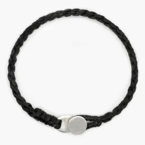 Braided Bracelet With Silver Button (Black)