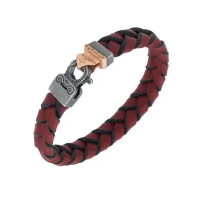 Braided Red Leather Men's Bracelet