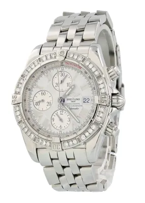 Breitling Chronomat Evolution A13356 Diamond Bezel Mens Watch