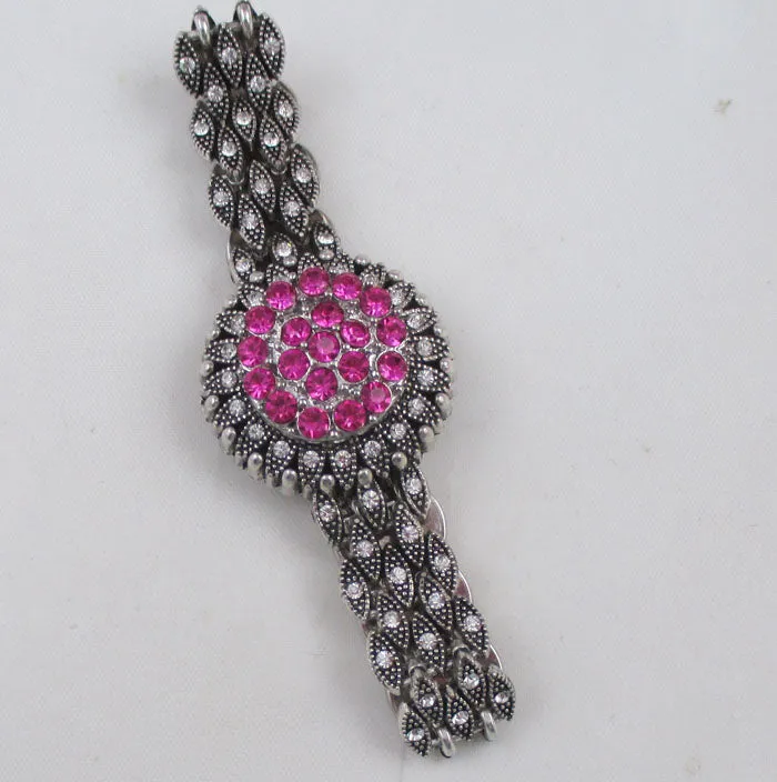 Bright Pink Crystal & Rhinestone Woman's Fashion Bracelet