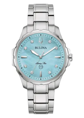 BULOVA LADIES MARINE STAR DIAMOND SET BLUE DIAL STAINLESS 96P248