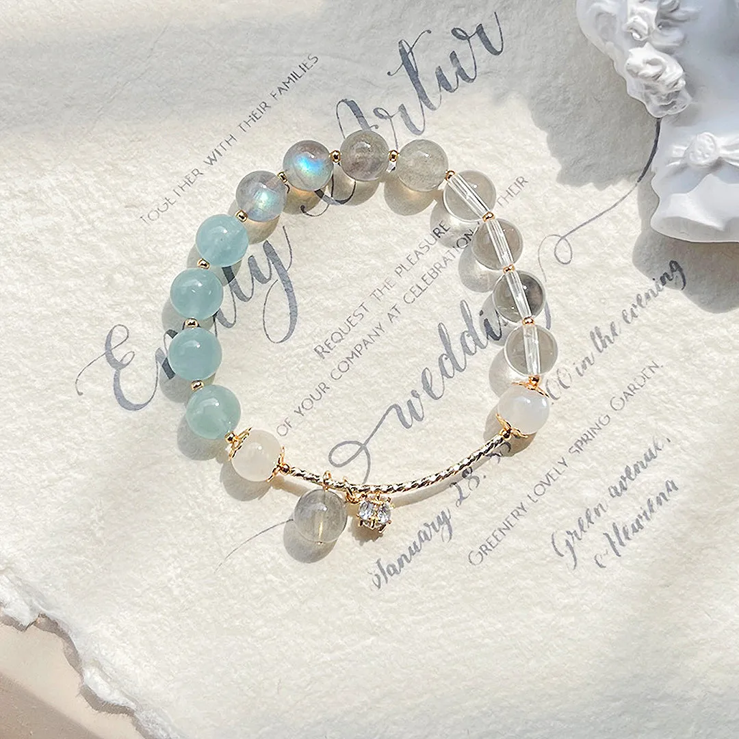 C130 - Aquamarine and Moonlight Crystal Bracelet