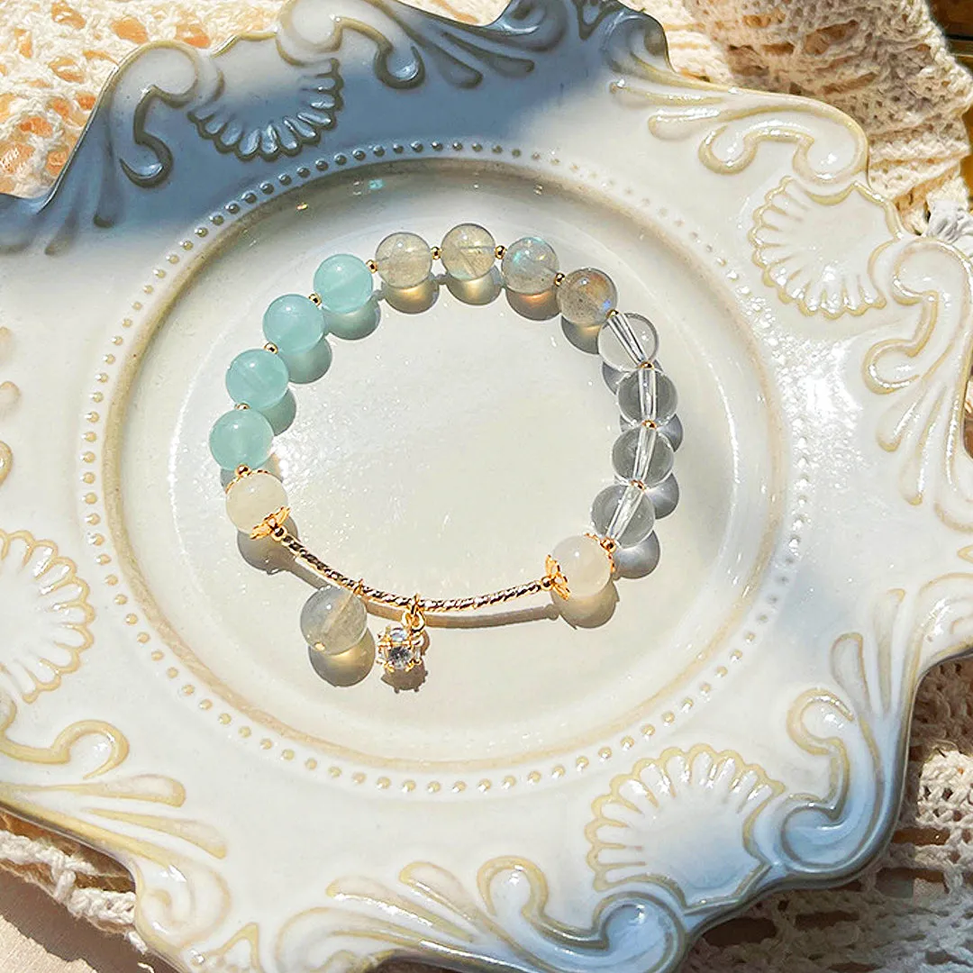 C130 - Aquamarine and Moonlight Crystal Bracelet