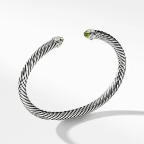 Cable Classic Bracelet with Peridot and Diamonds, Size Large