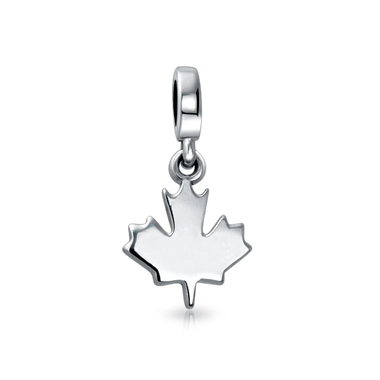 Canadian Travel Dangle Canada Maple Leaf Bead Charm Sterling Silver