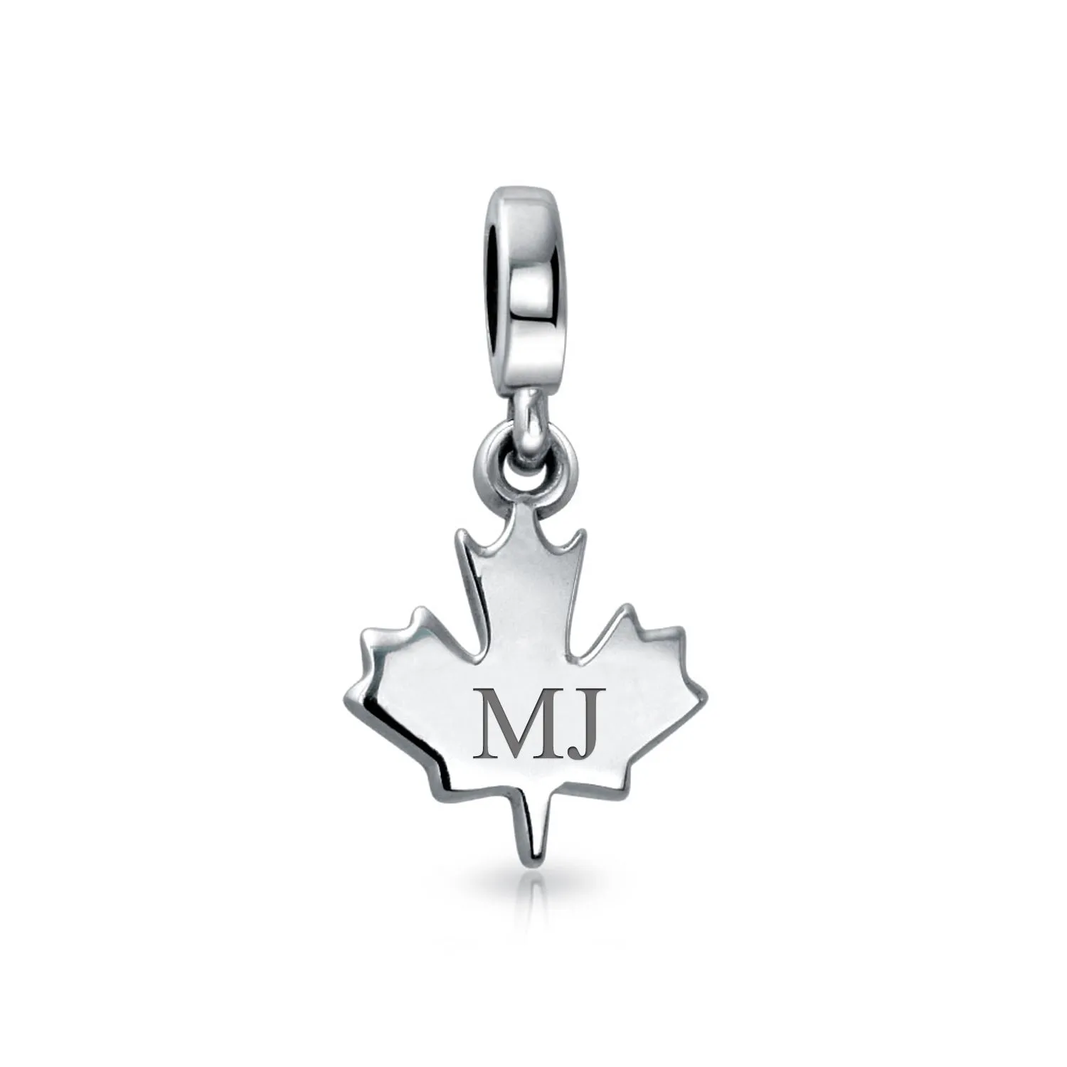 Canadian Travel Dangle Canada Maple Leaf Bead Charm Sterling Silver