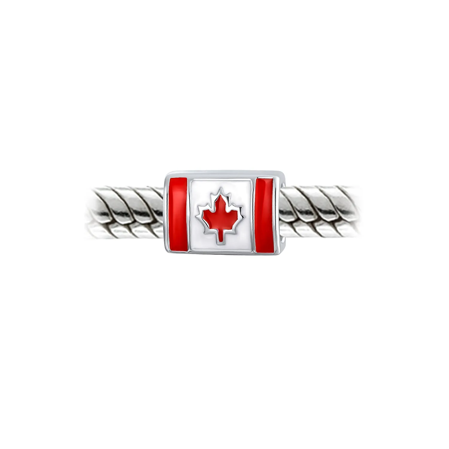 Canadian Travel Dangle Canada Maple Leaf Bead Charm Sterling Silver