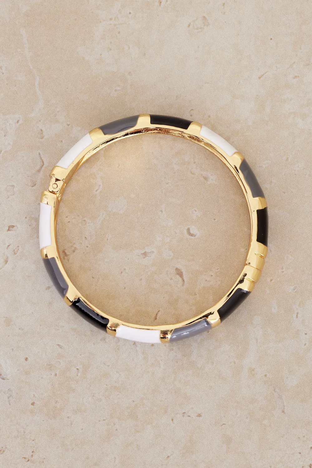 Capri Enamel Bangle - Black/White/Gold