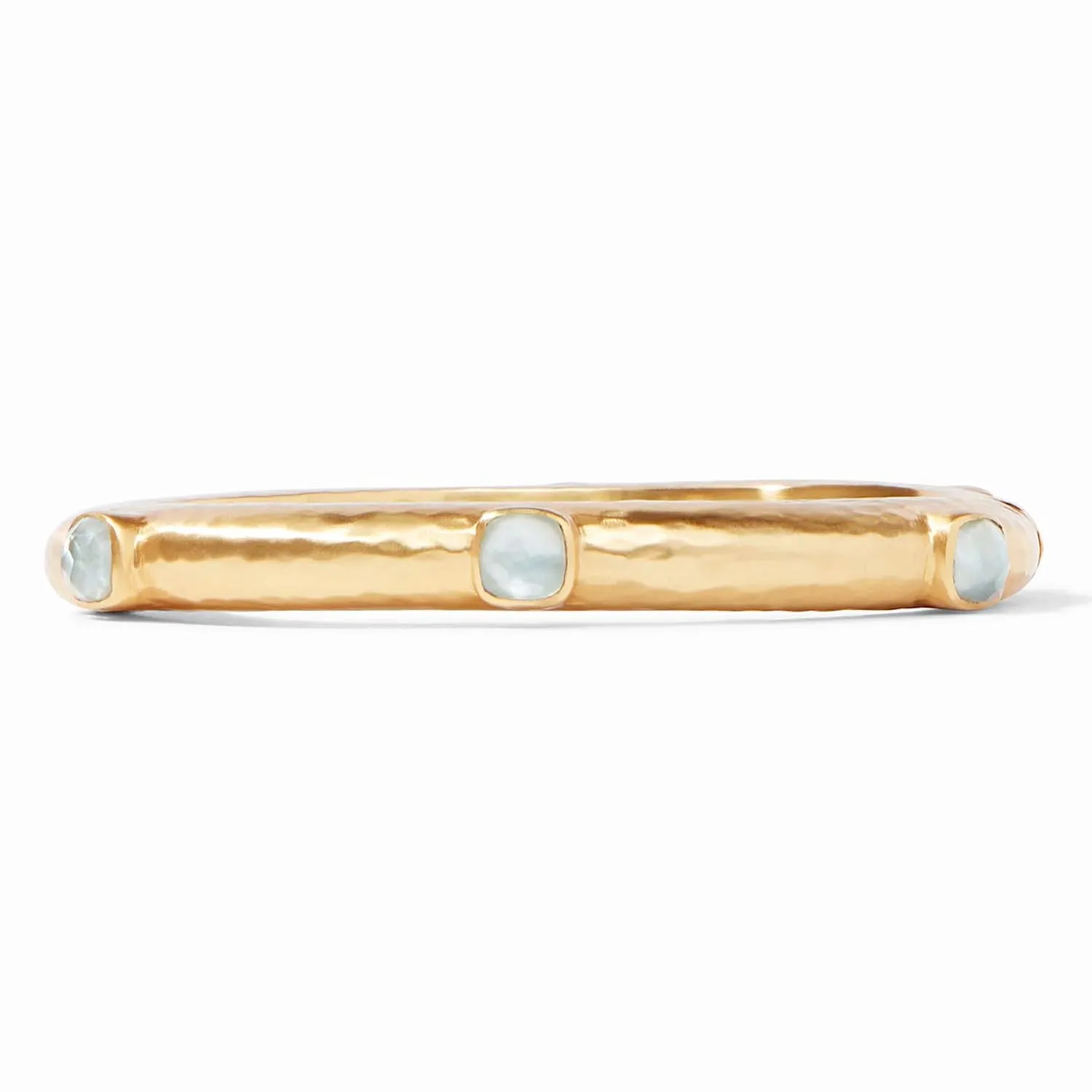 Catalina Hinge Gold Aquamarine Bangle