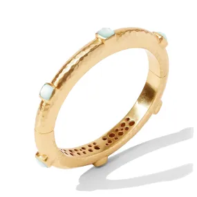 Catalina Hinge Gold Aquamarine Bangle