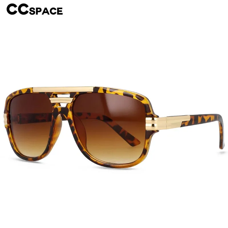 CCspace Men's Full Rim Large Rectangular Double Bridge Acetate Frame Sunglasses 54597