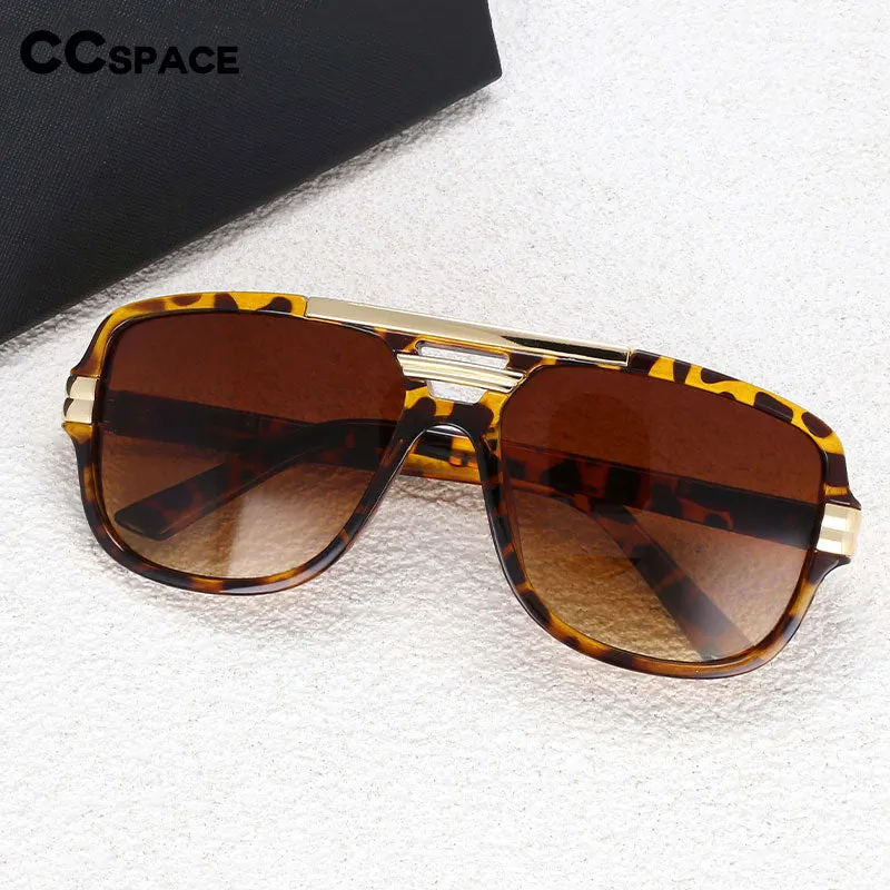 CCspace Men's Full Rim Large Rectangular Double Bridge Acetate Frame Sunglasses 54597