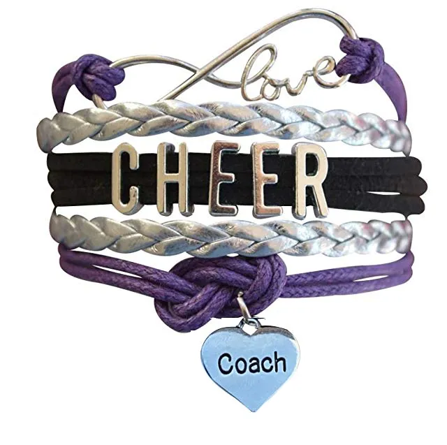 Cheer Coach Infinity Bracelet - Pick Colors & Charms