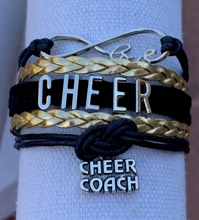 Cheer Coach Infinity Bracelet - Pick Colors & Charms